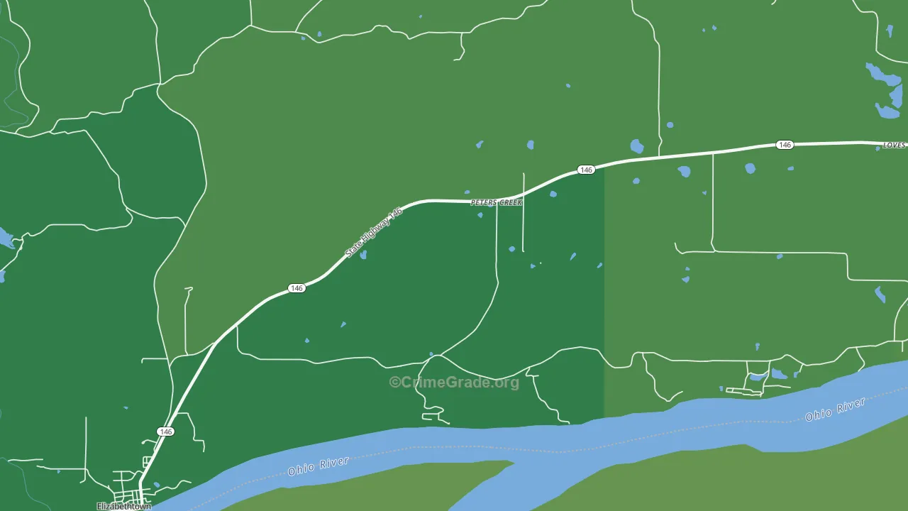 Peters Creek, IL Map of Vehicle Theft Rates