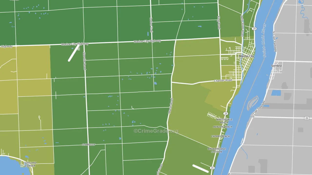 Peters, MI Map of Vehicle Theft Rates