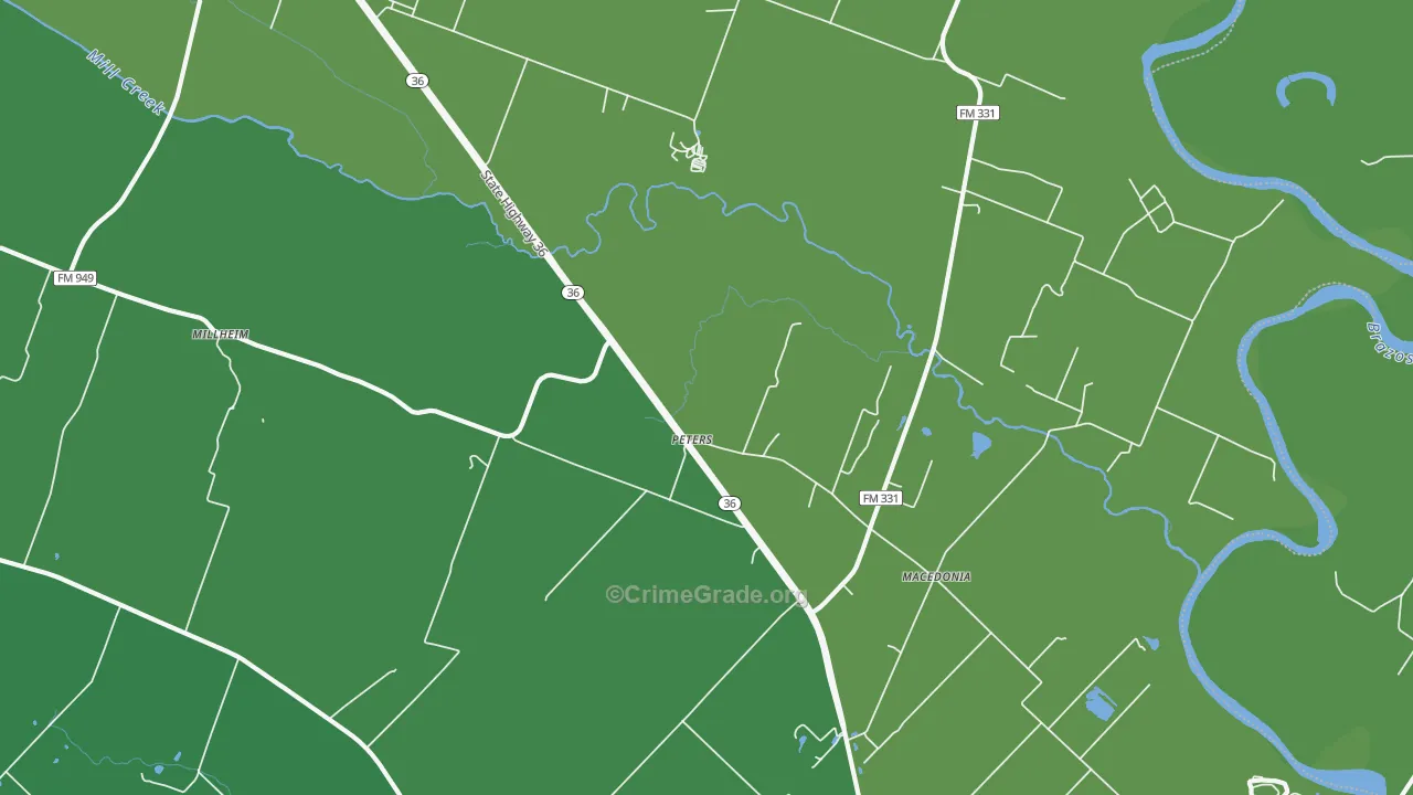 Peters, TX Map of Vehicle Theft Rates