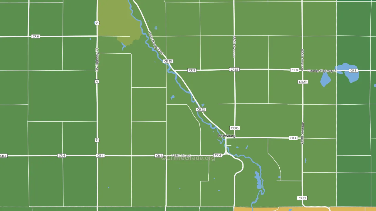 Petersburg, MN Map of Vehicle Theft Rates