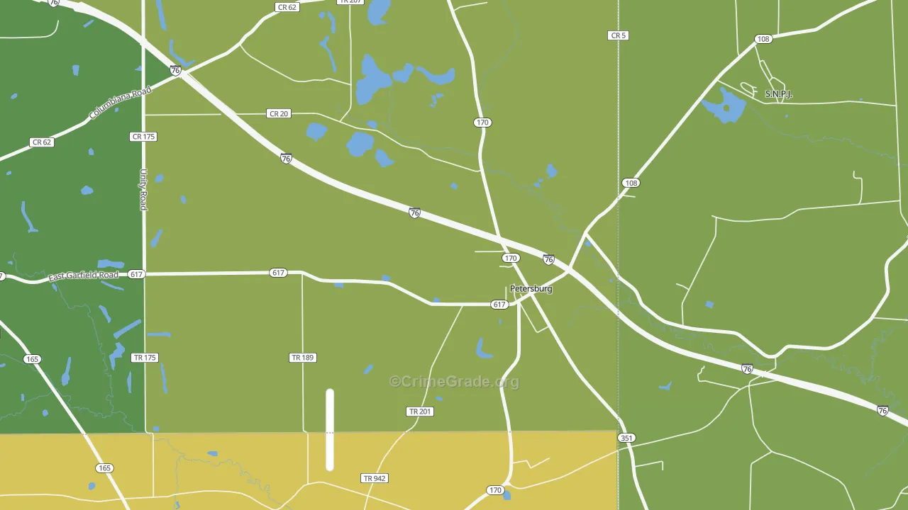 Petersburg, OH Map of Vehicle Theft Rates