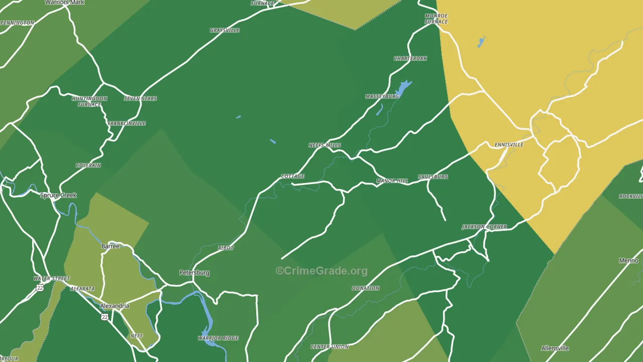 Petersburg, PA Map of Vehicle Theft Rates