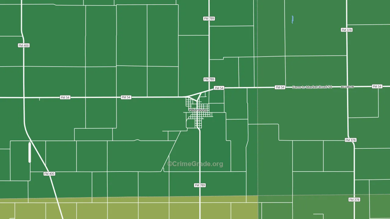 Petersburg, TX Map of Vehicle Theft Rates