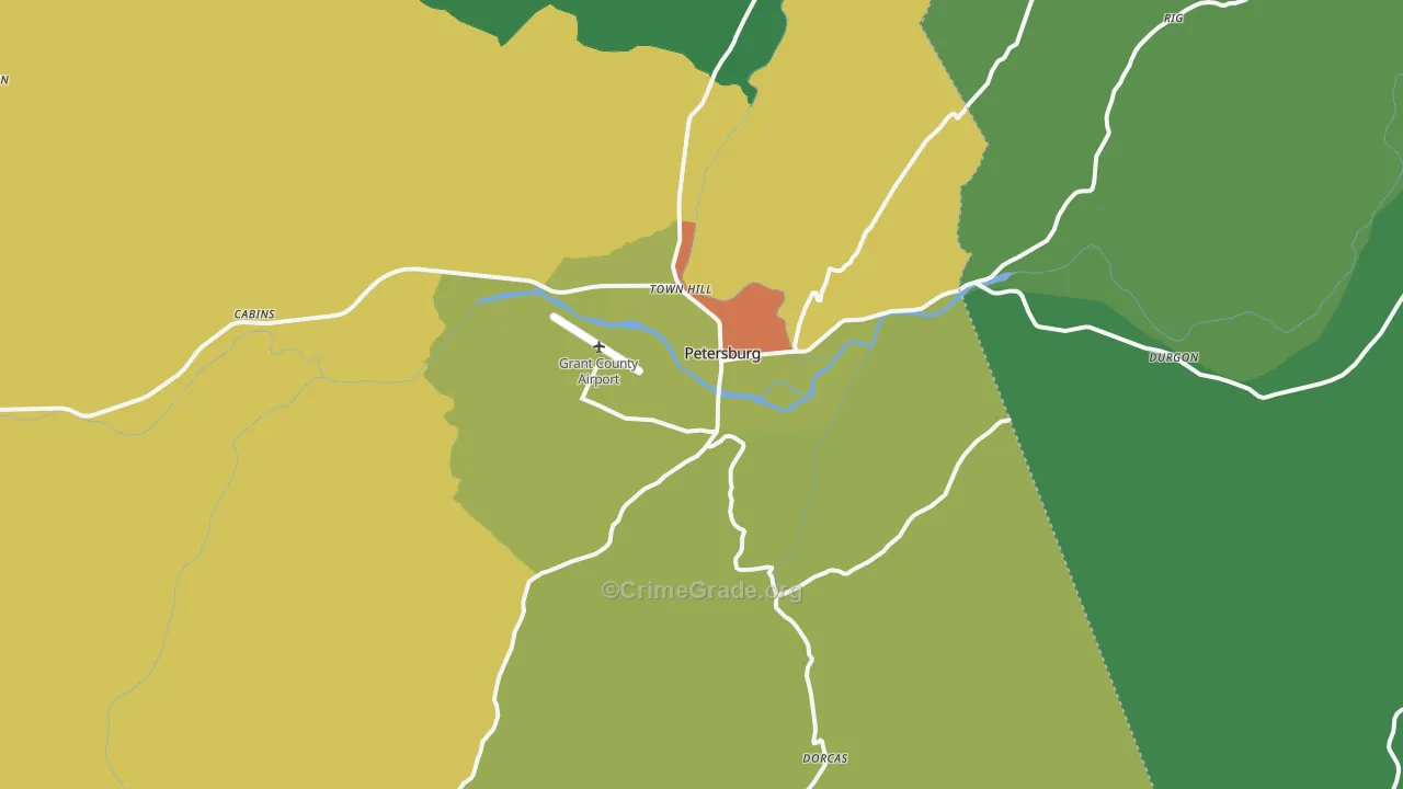 Petersburg, WV Map of Vehicle Theft Rates