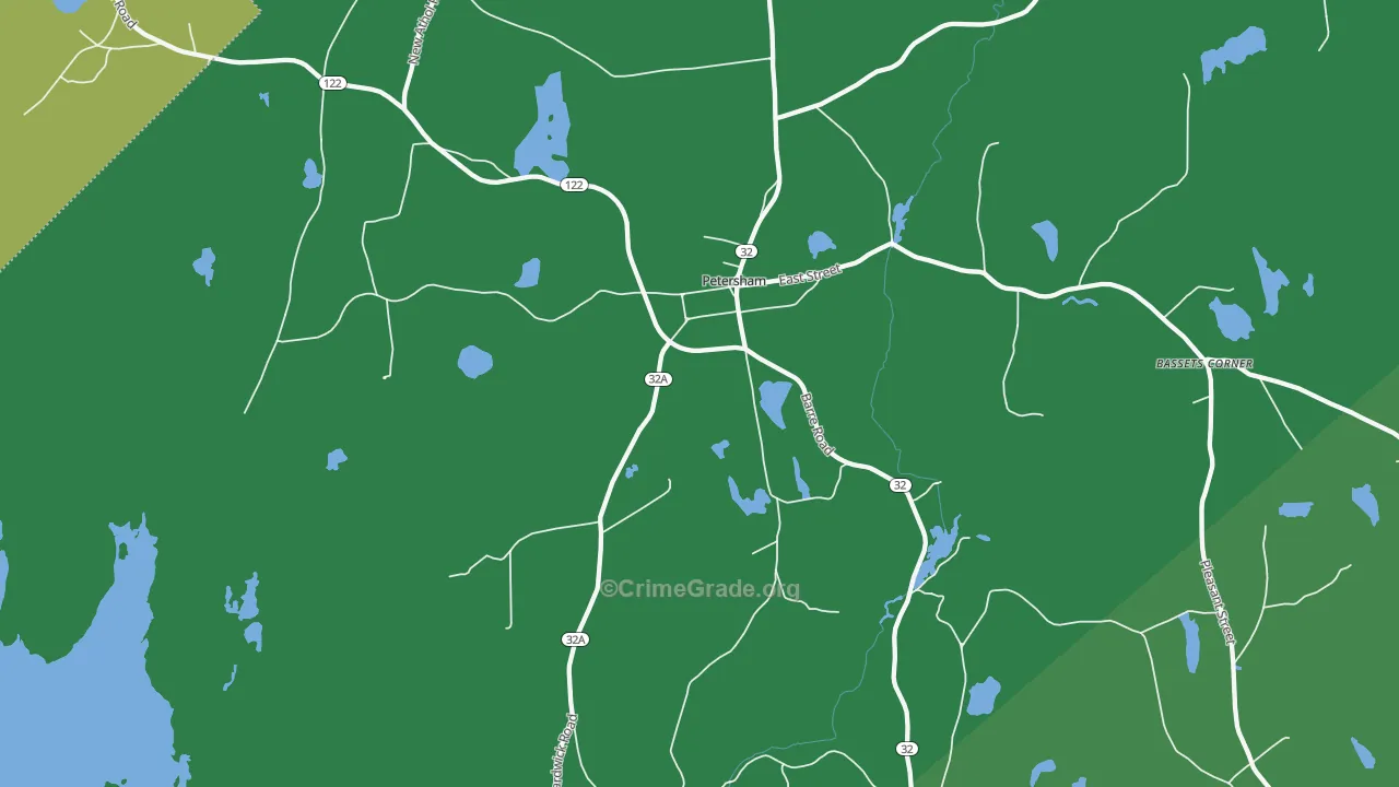 Petersham, MA Map of Vehicle Theft Rates