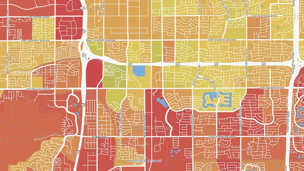 Peterson, Tempe, AZ Map of Vehicle Theft Rates