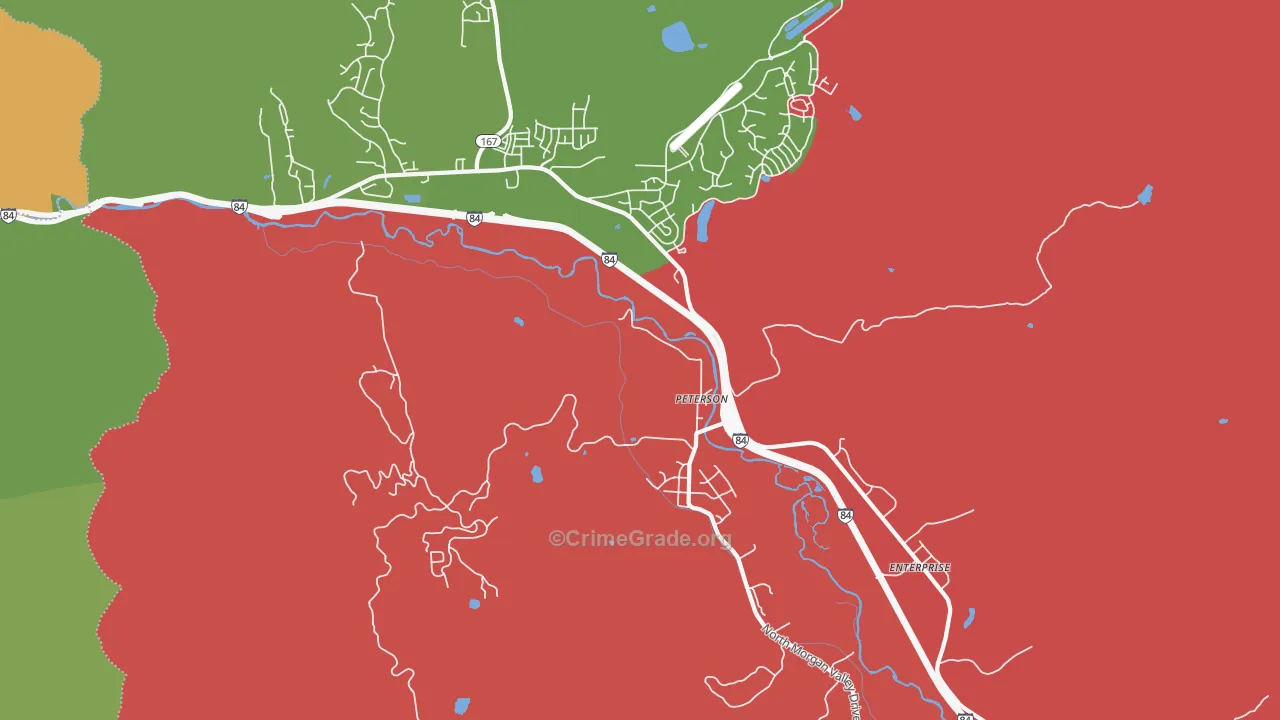 Peterson, UT Map of Vehicle Theft Rates