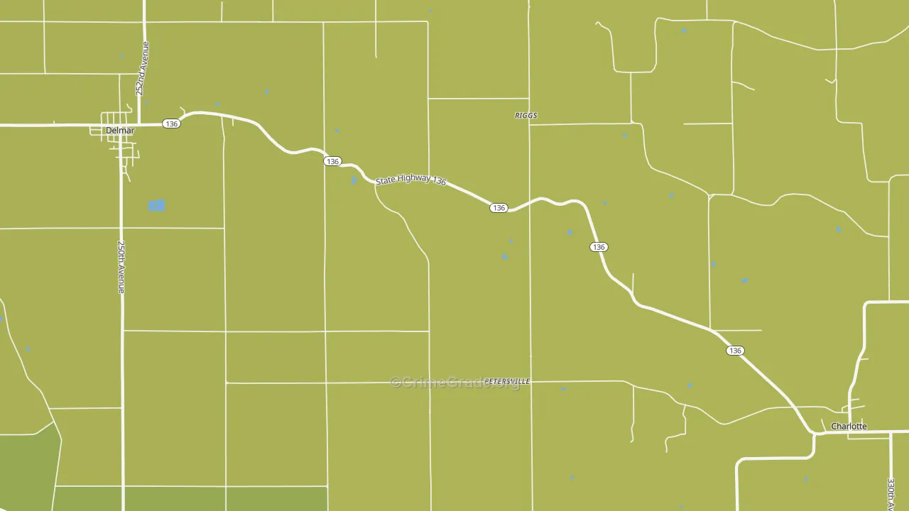 Petersville, IA Map of Vehicle Theft Rates