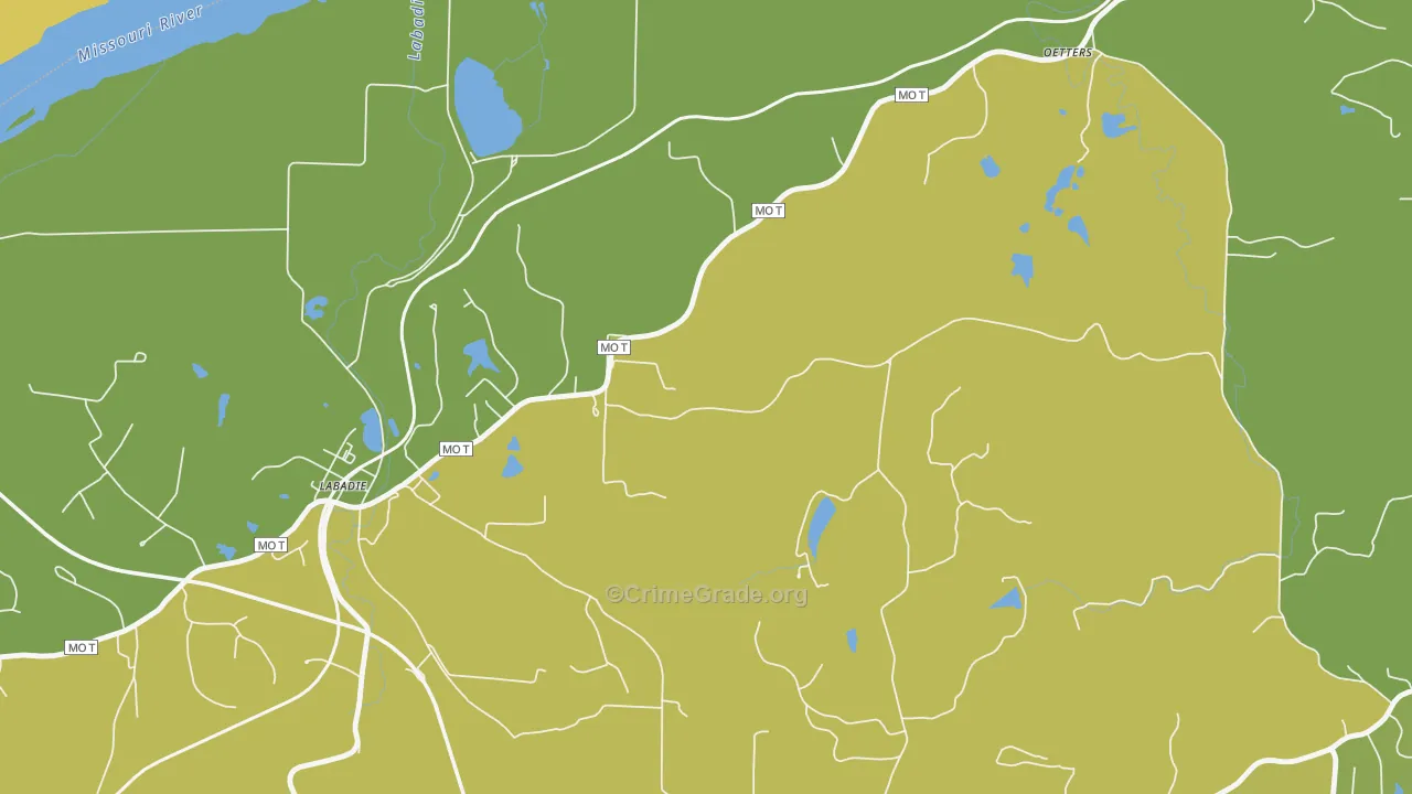 Petersville, MO Map of Vehicle Theft Rates