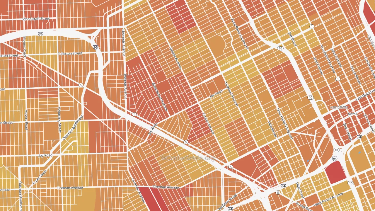 Petosky-Otsego, Detroit, MI Map of Vehicle Theft Rates