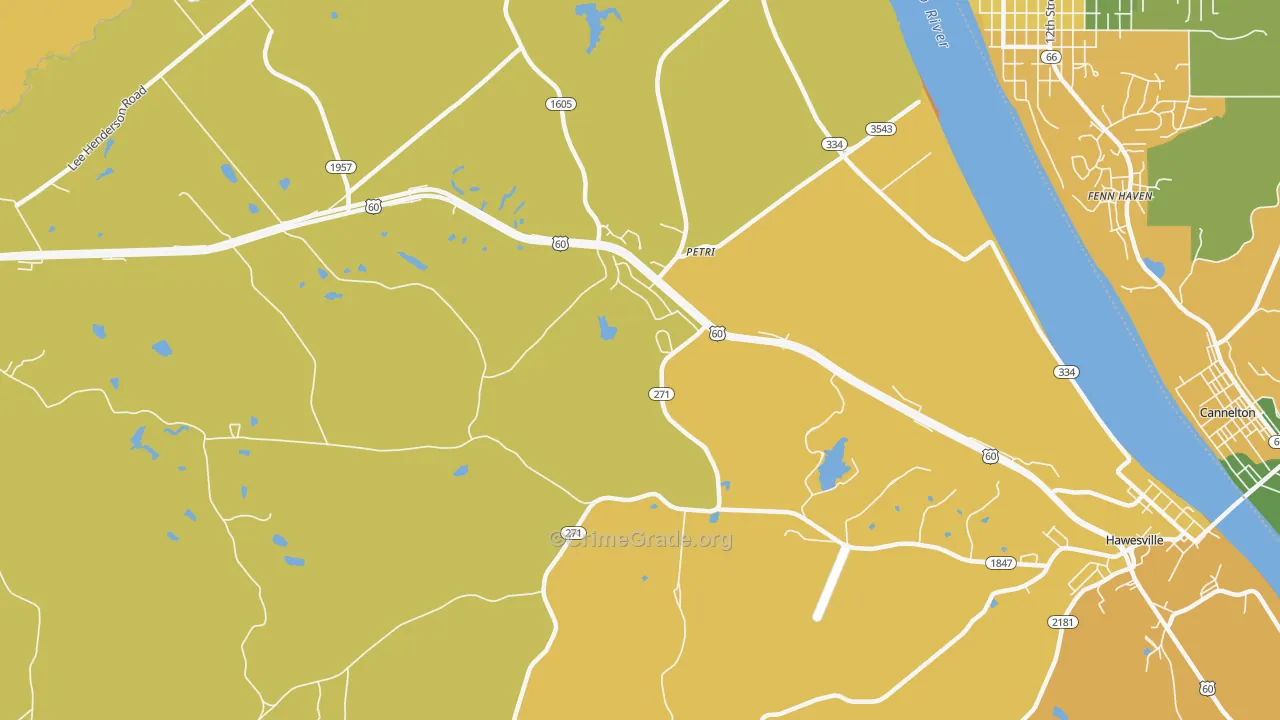 Petri, KY Map of Vehicle Theft Rates