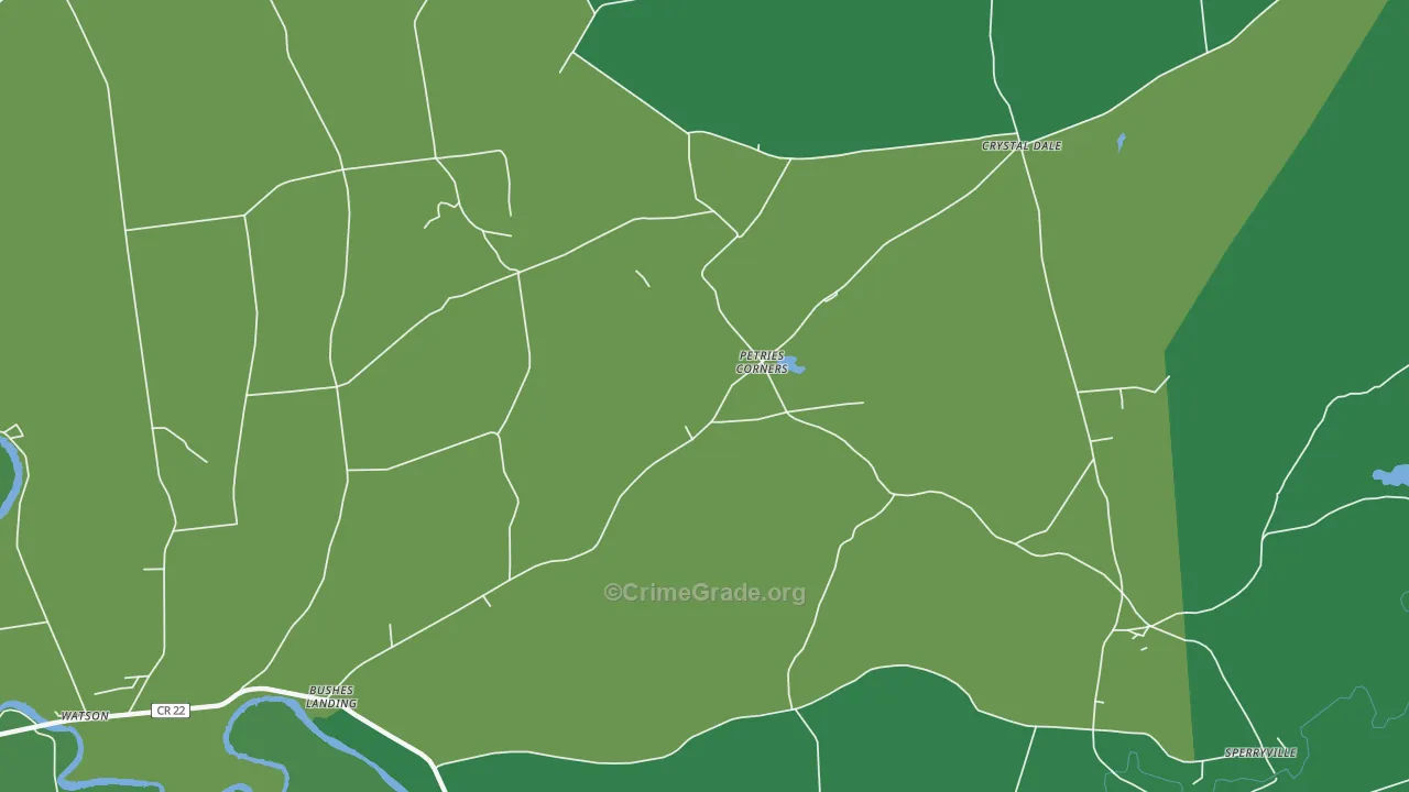 Petries Corners, NY Map of Vehicle Theft Rates