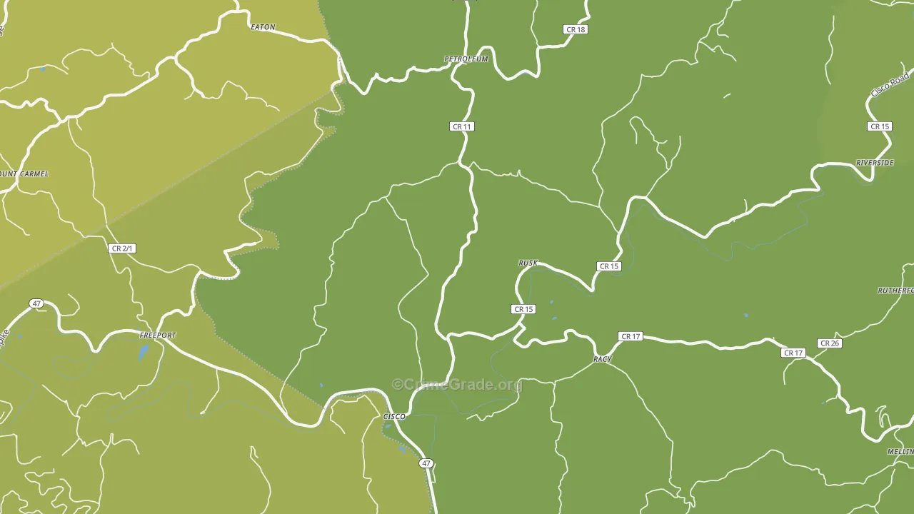 Petroleum, WV Map of Vehicle Theft Rates