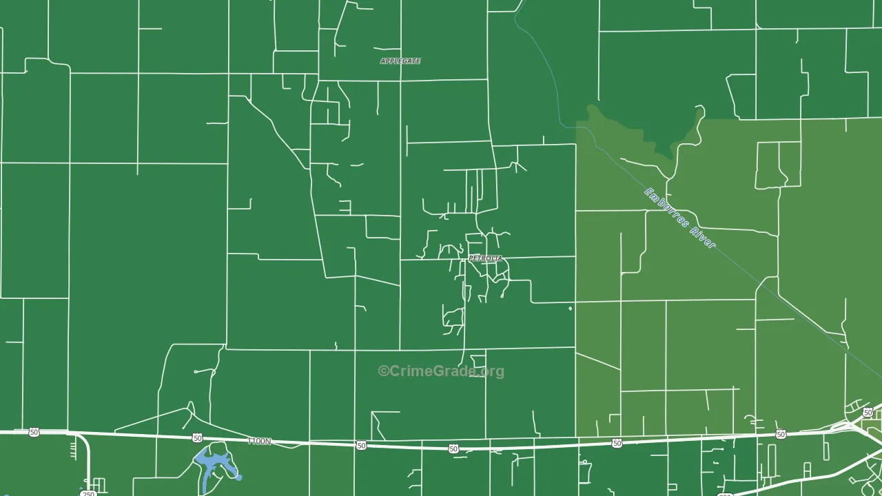 Petrolia, IL Map of Vehicle Theft Rates