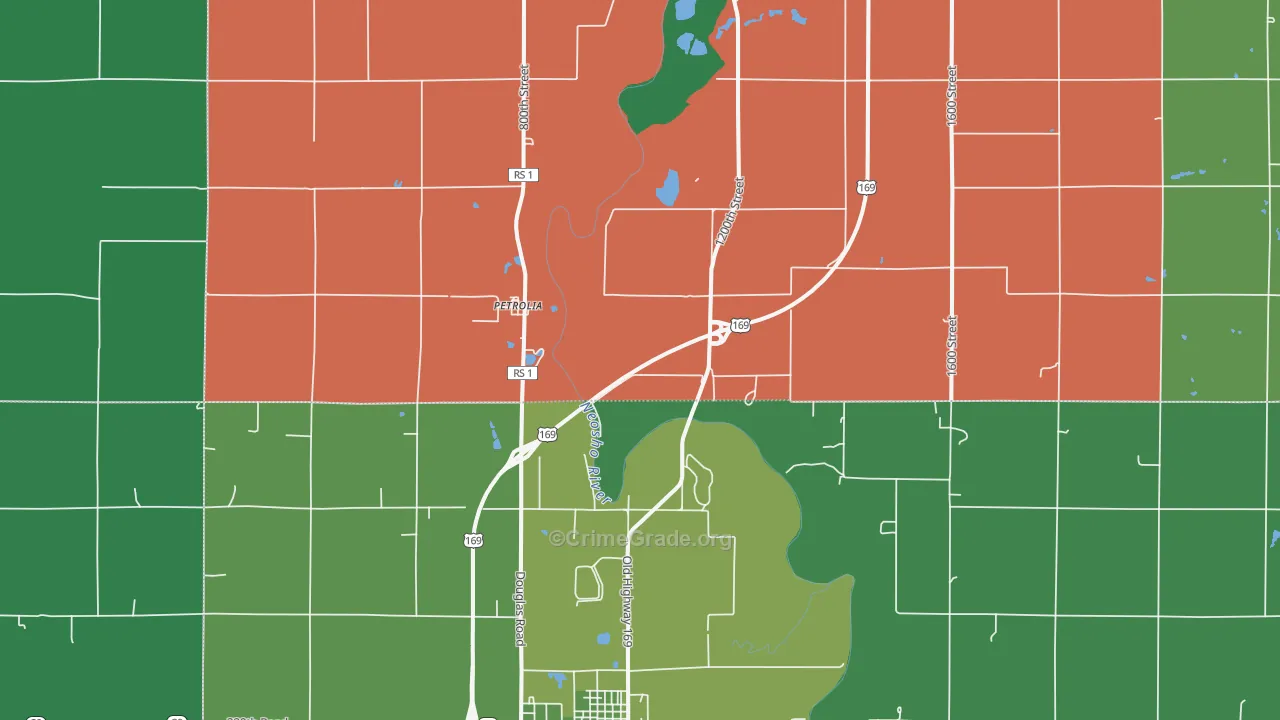Petrolia, KS Map of Vehicle Theft Rates