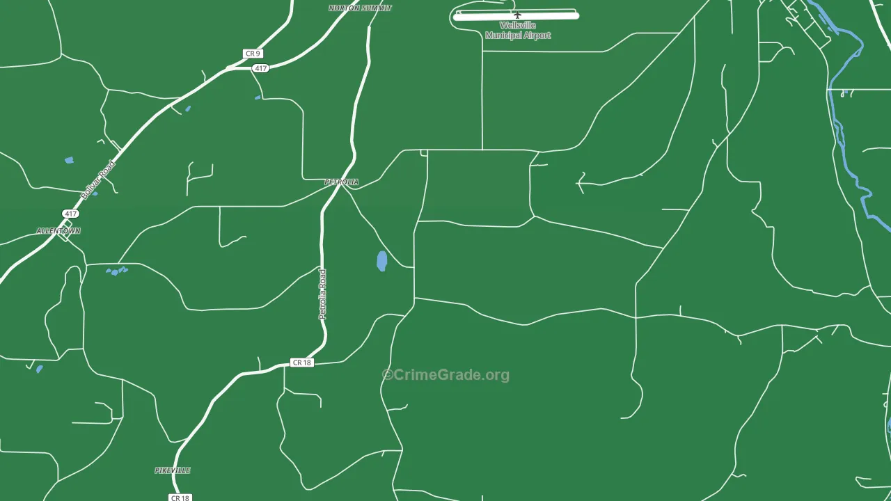 Petrolia, NY Map of Vehicle Theft Rates
