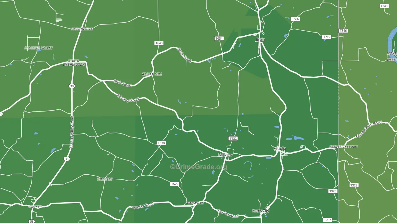 Petrolia, PA Map of Vehicle Theft Rates