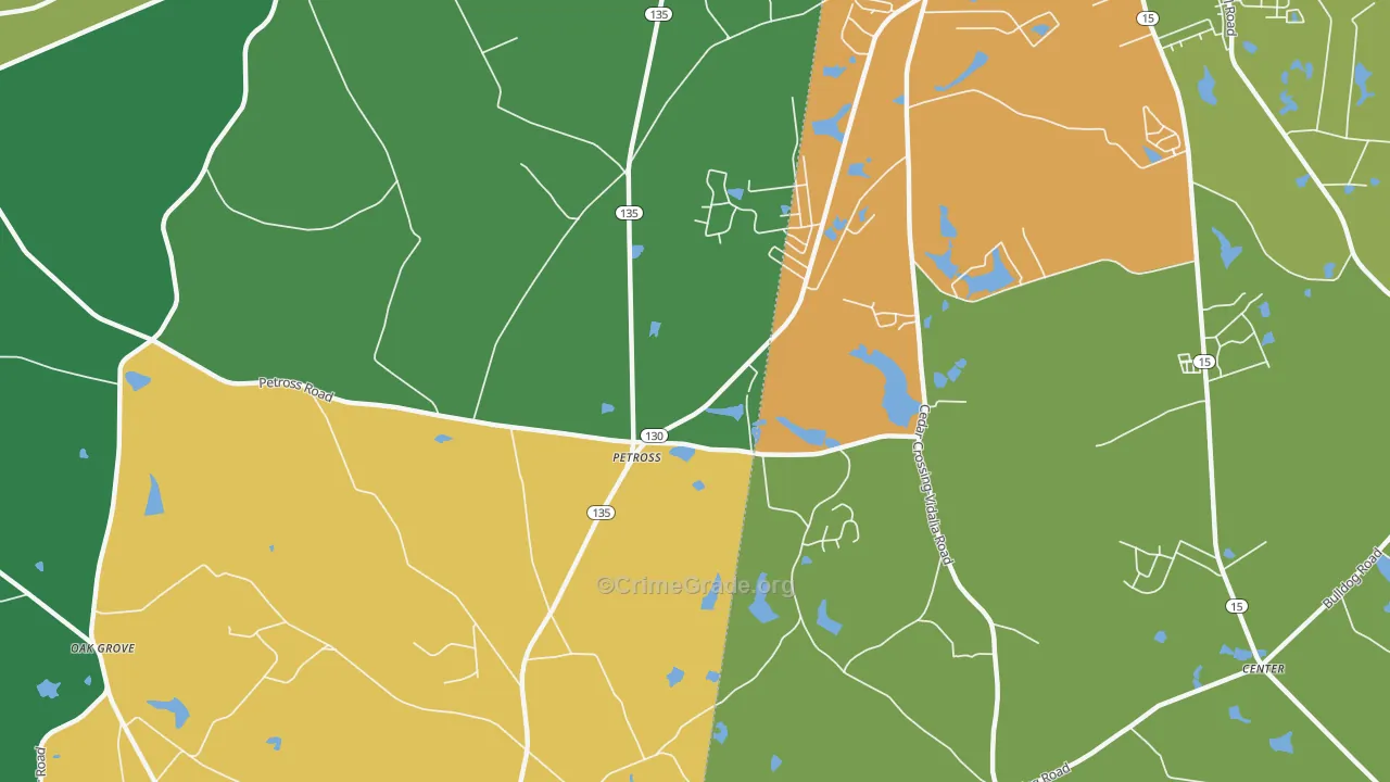 Petross, GA Map of Vehicle Theft Rates