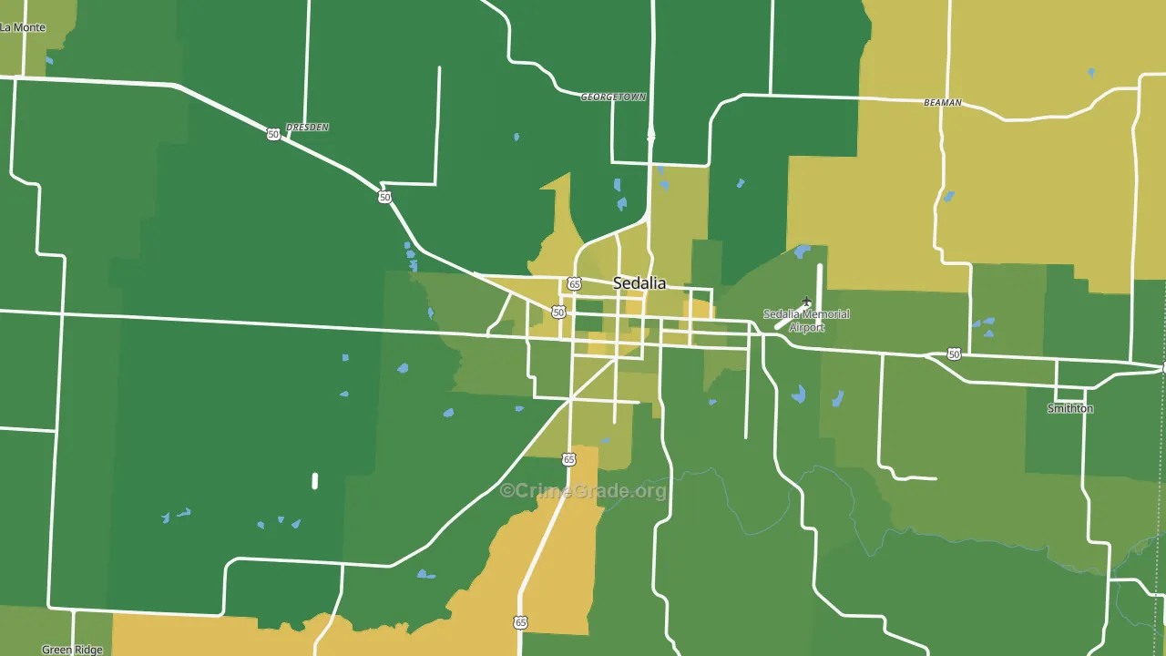 Pettis County, MO Map of Vehicle Theft Rates