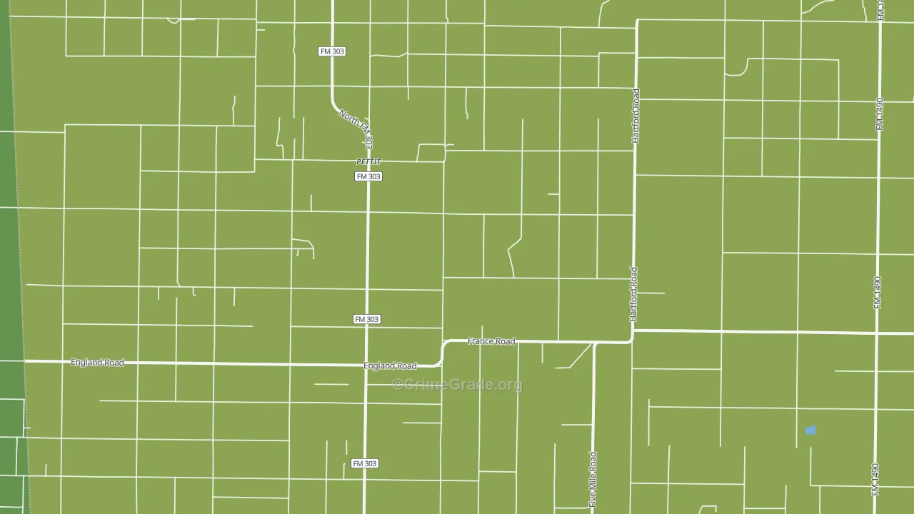 Pettit, TX Map of Vehicle Theft Rates