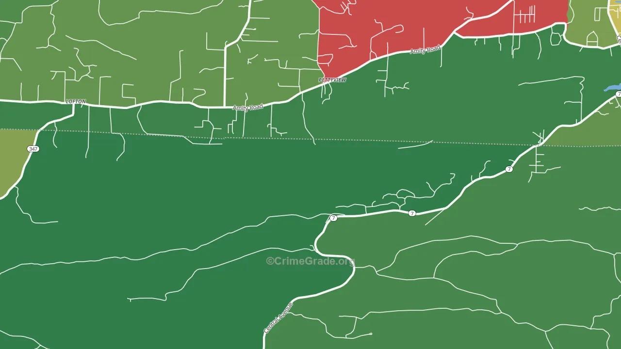 Pettyview, AR Map of Vehicle Theft Rates