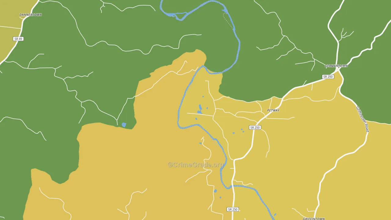Petway, TN Map of Vehicle Theft Rates