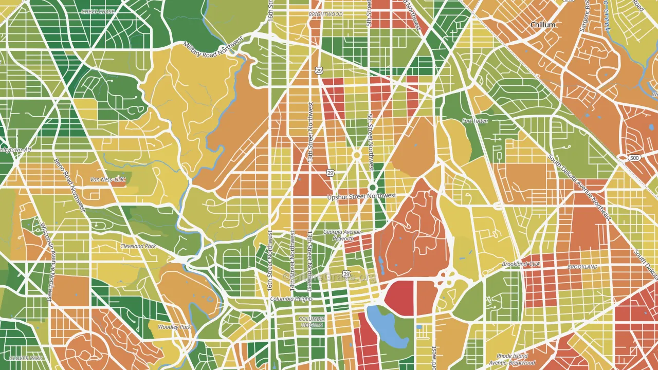 Petworth, Washington, DC Map of Vehicle Theft Rates