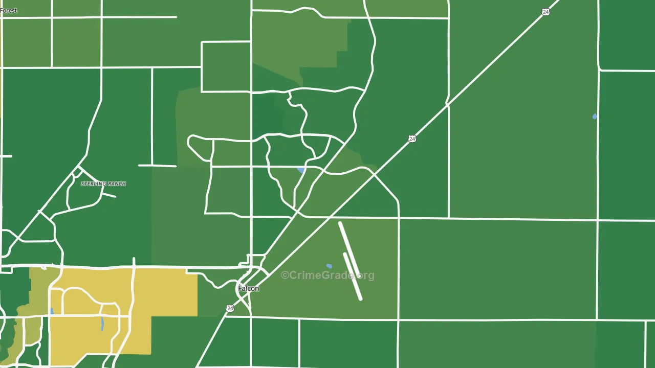Peyton, CO Map of Vehicle Theft Rates