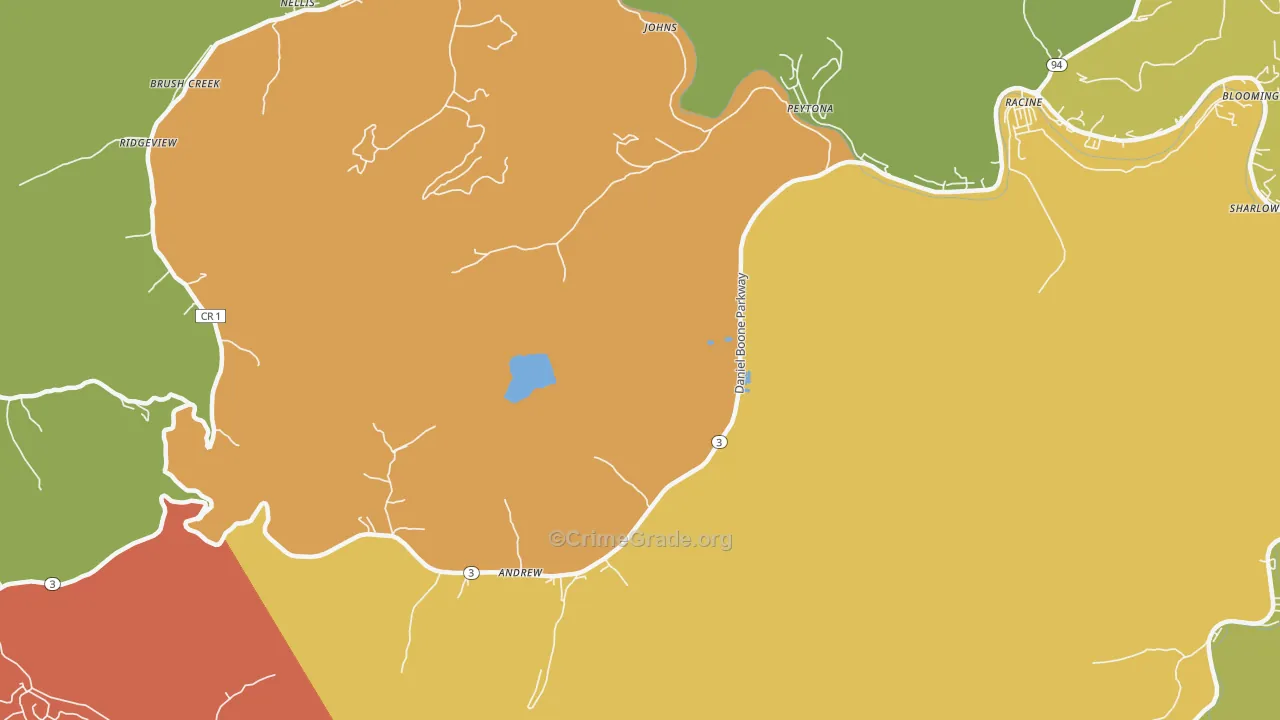 Peytona, WV Map of Vehicle Theft Rates