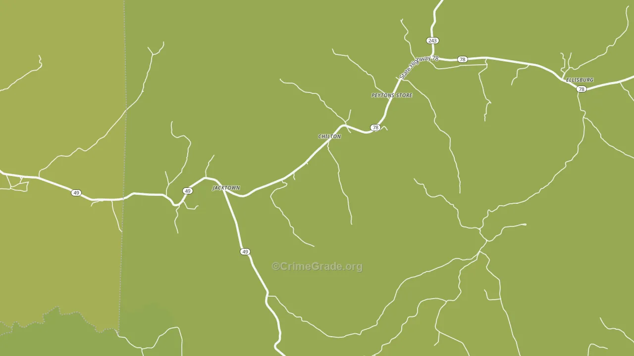 Peytons Store, KY Map of Vehicle Theft Rates