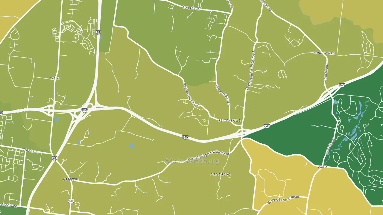 Peytonsville, TN Map of Vehicle Theft Rates