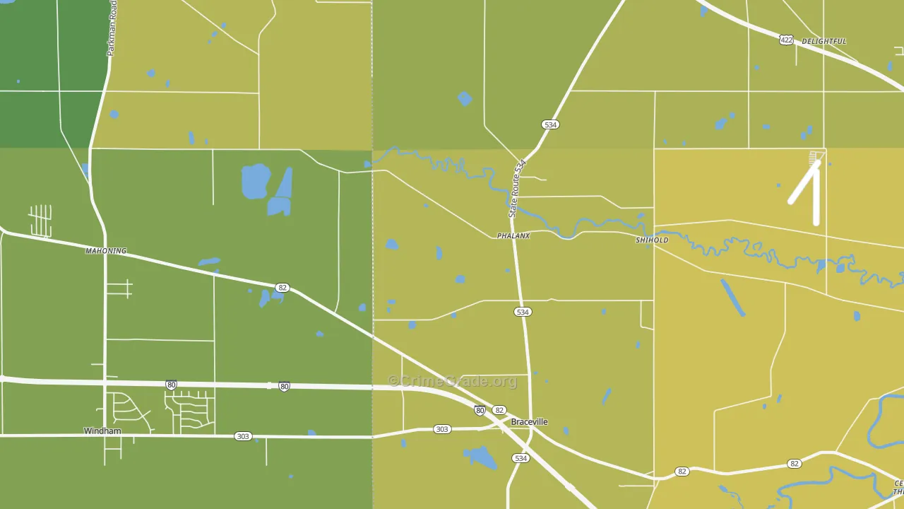 Phalanx, OH Map of Vehicle Theft Rates