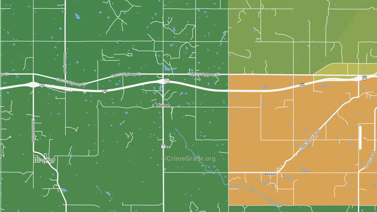 Pharoah, OK Map of Vehicle Theft Rates