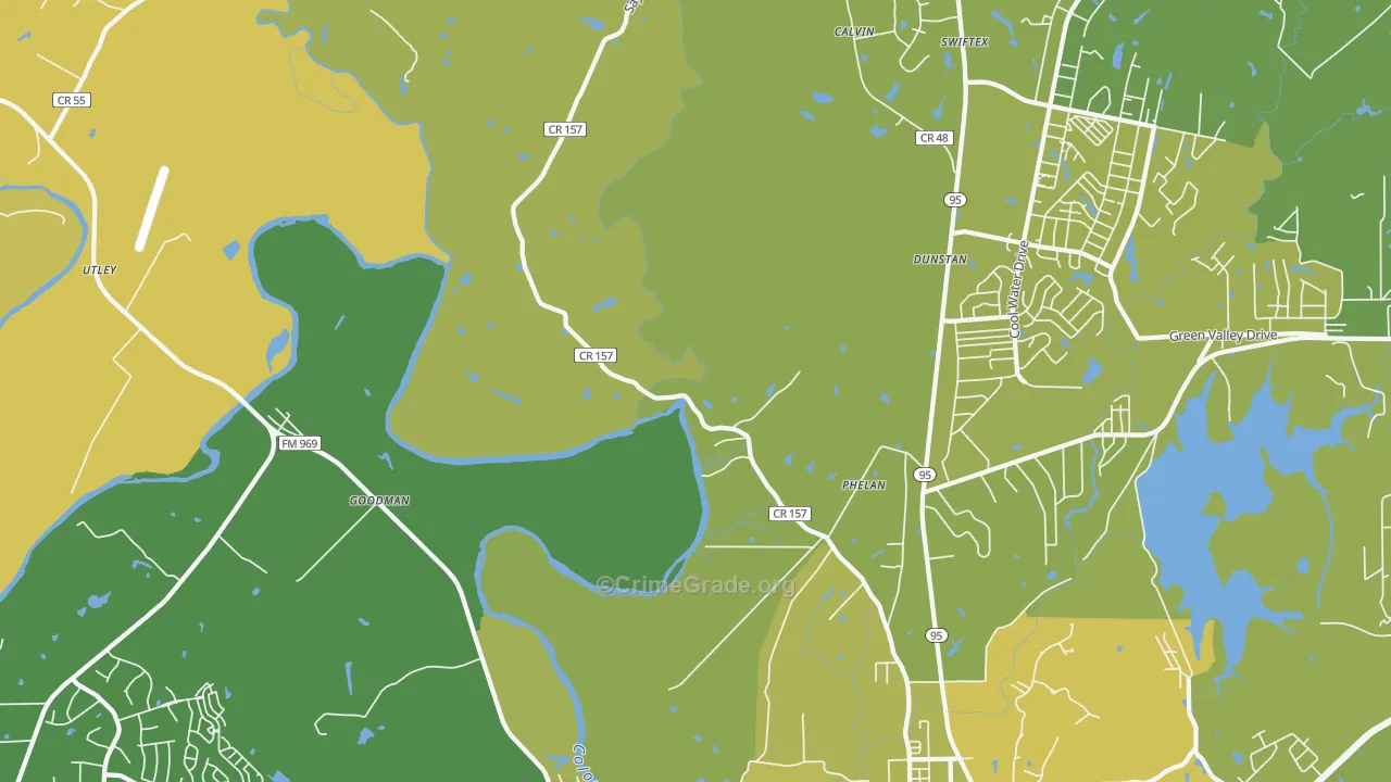 Phelan, TX Map of Vehicle Theft Rates