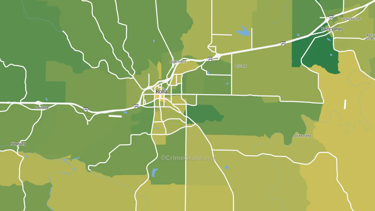 Phelps County, MO Map of Vehicle Theft Rates