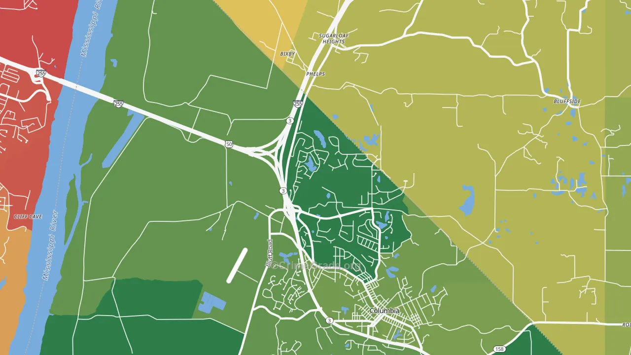 Phelps, IL Map of Vehicle Theft Rates
