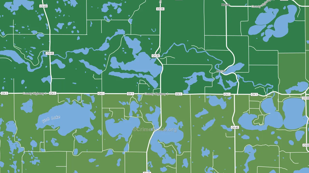 Phelps, MN Map of Vehicle Theft Rates
