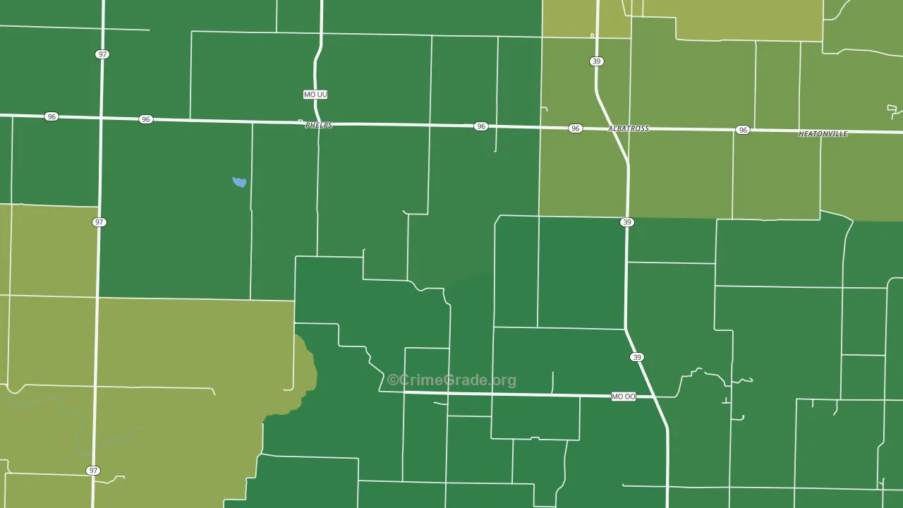 Phelps, MO Map of Vehicle Theft Rates