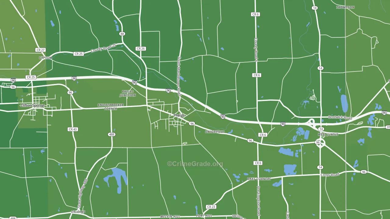 Phelps, NY Map of Vehicle Theft Rates