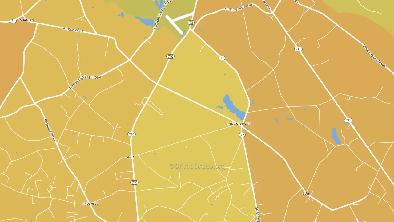 Philadelphus, NC Map of Vehicle Theft Rates