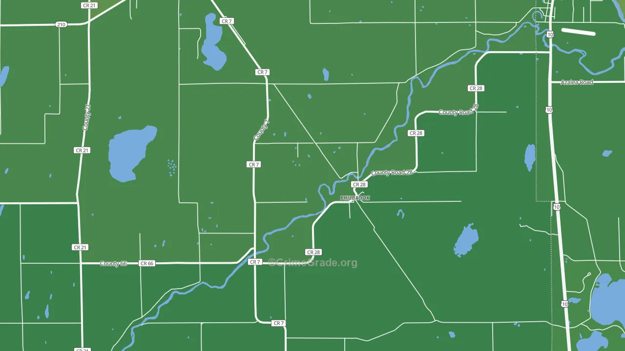 Philbrook, MN Map of Vehicle Theft Rates