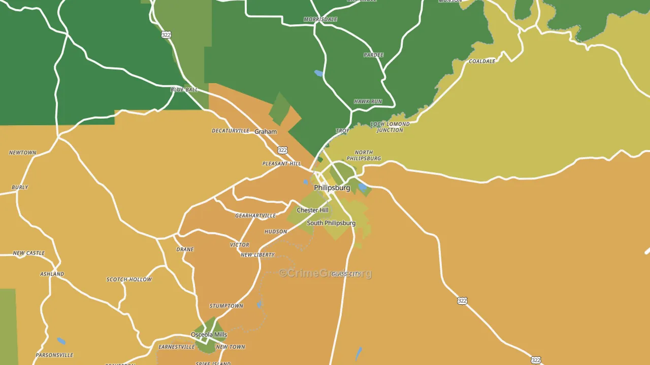 Philipsburg, PA Map of Vehicle Theft Rates