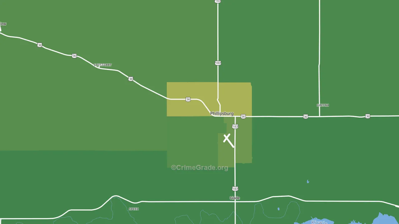 Phillips County, KS Map of Vehicle Theft Rates