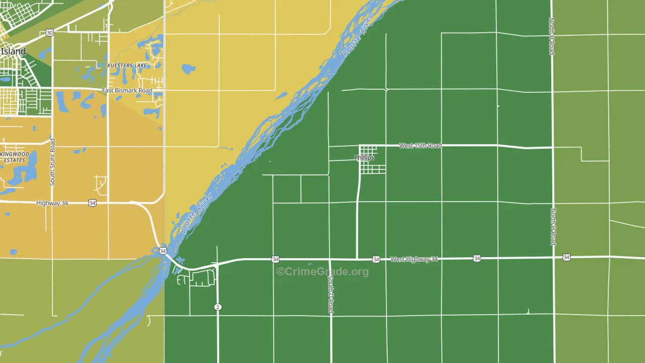 Phillips, NE Map of Vehicle Theft Rates
