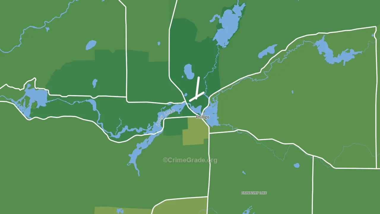 Phillips, WI Map of Vehicle Theft Rates