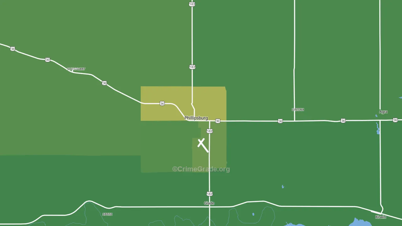 Phillipsburg, KS Map of Vehicle Theft Rates