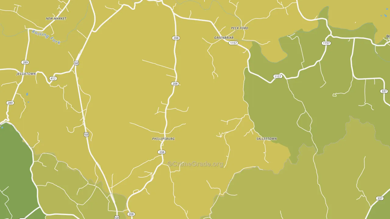 Phillipsburg, KY Map of Vehicle Theft Rates