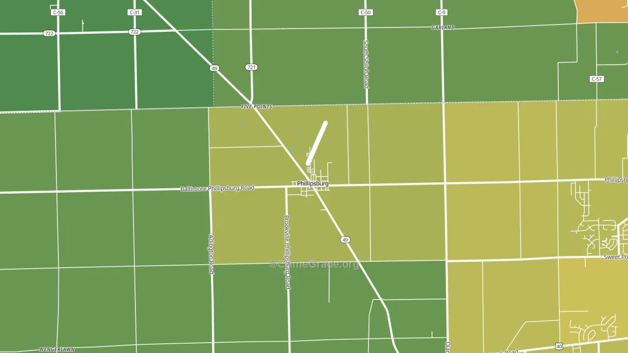 Phillipsburg, OH Map of Vehicle Theft Rates