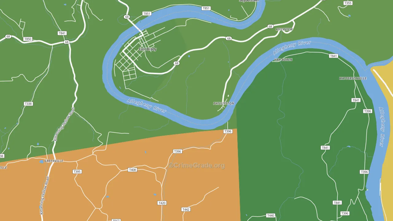 Phillipston, PA Map of Vehicle Theft Rates