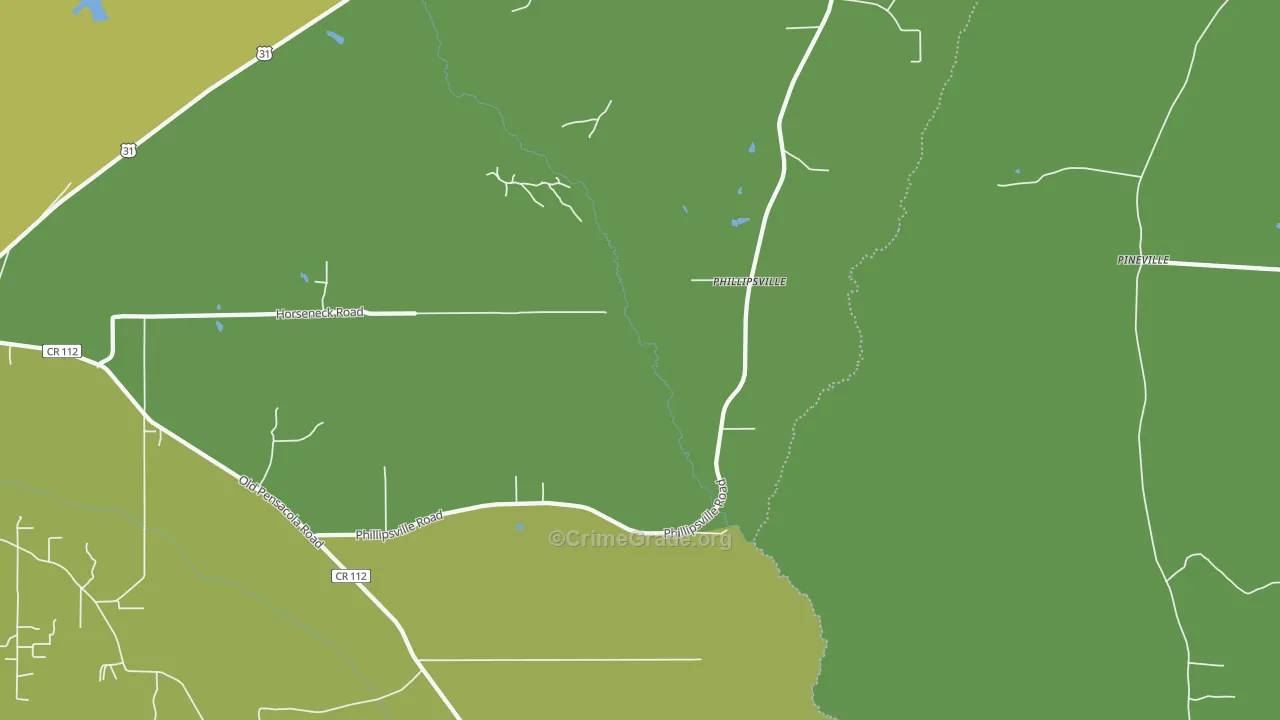 Phillipsville, AL Map of Vehicle Theft Rates